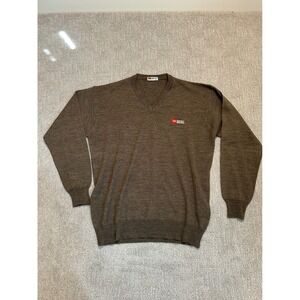 Vintage Diesel‎ Denim Division Men's V Neck Sweater Brown Wool Blend Size L